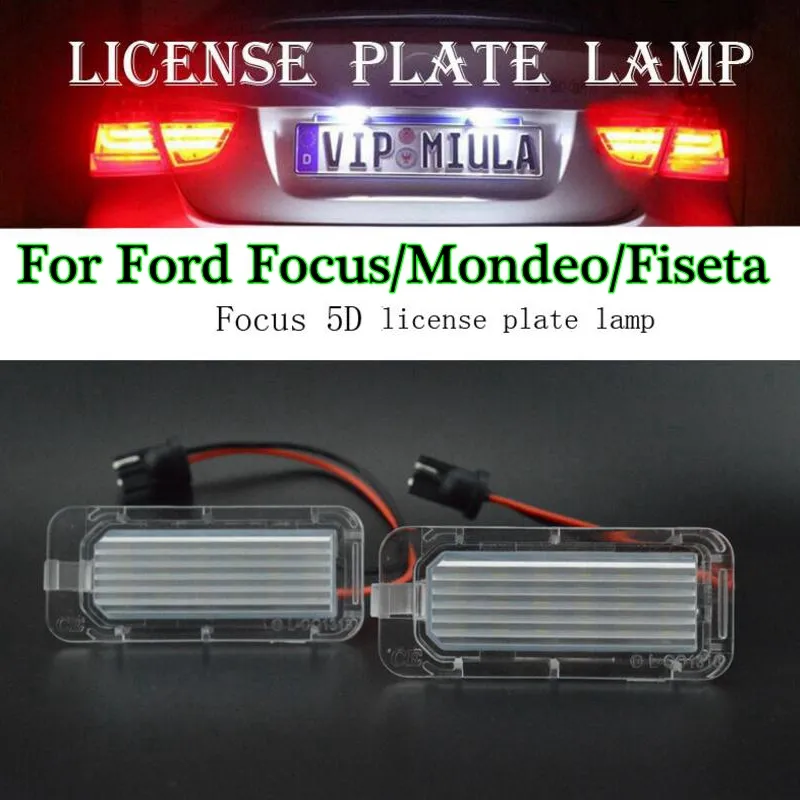 2 stks / partij voor Ford License Plaat Licht 5D 18 SMD-3528 LED Auto nummerplaat Lampen Licentielichten voor Ford Focus Mondeo Fiseta