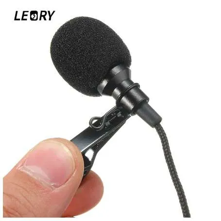 Leory Mini 3.5mm Jack Mikrofon Lavalier Tie Clip Mikrofoner Microfono Mic för att tala talföreläsningar 2,4m lång kabel