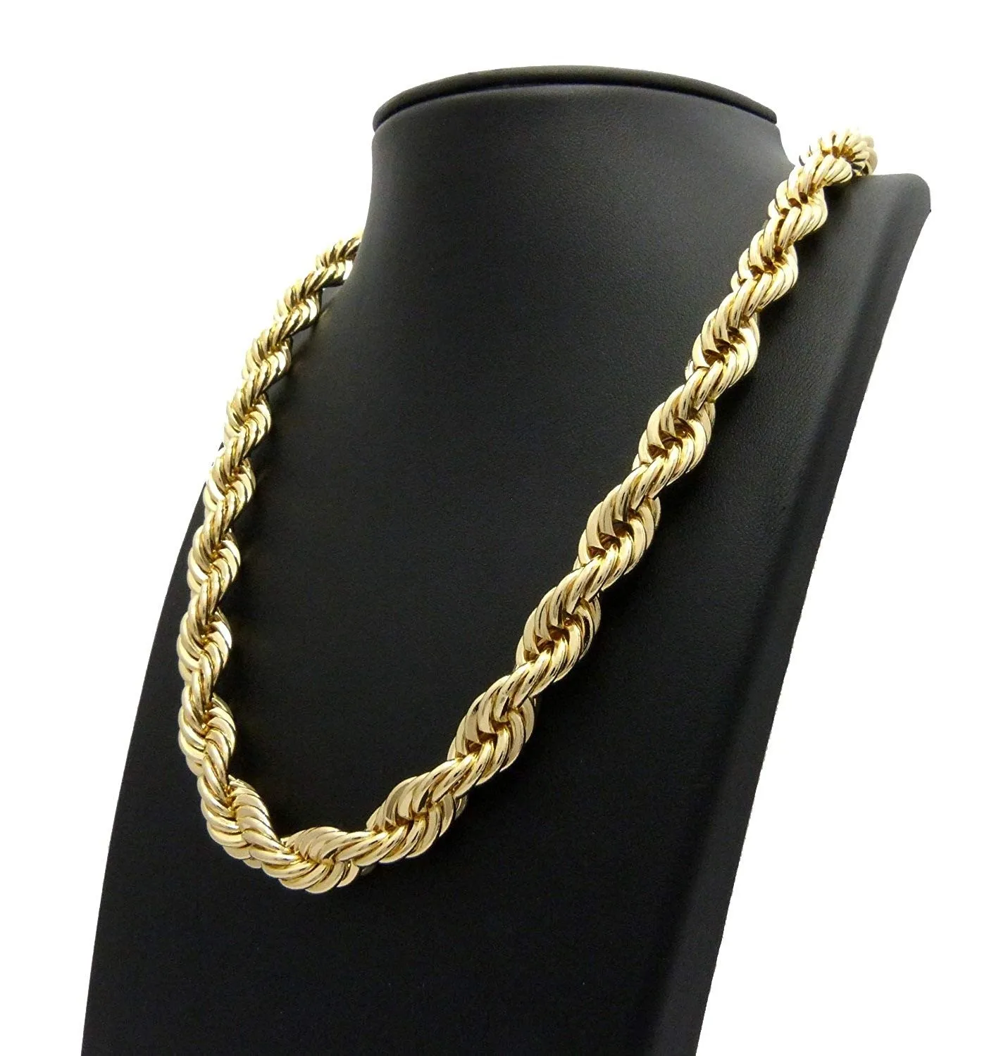 Fashion 8MM 10MM Hip Hop Rope Chain Necklace 18K Gold Plated Chain Necklace 24 Inch for Men