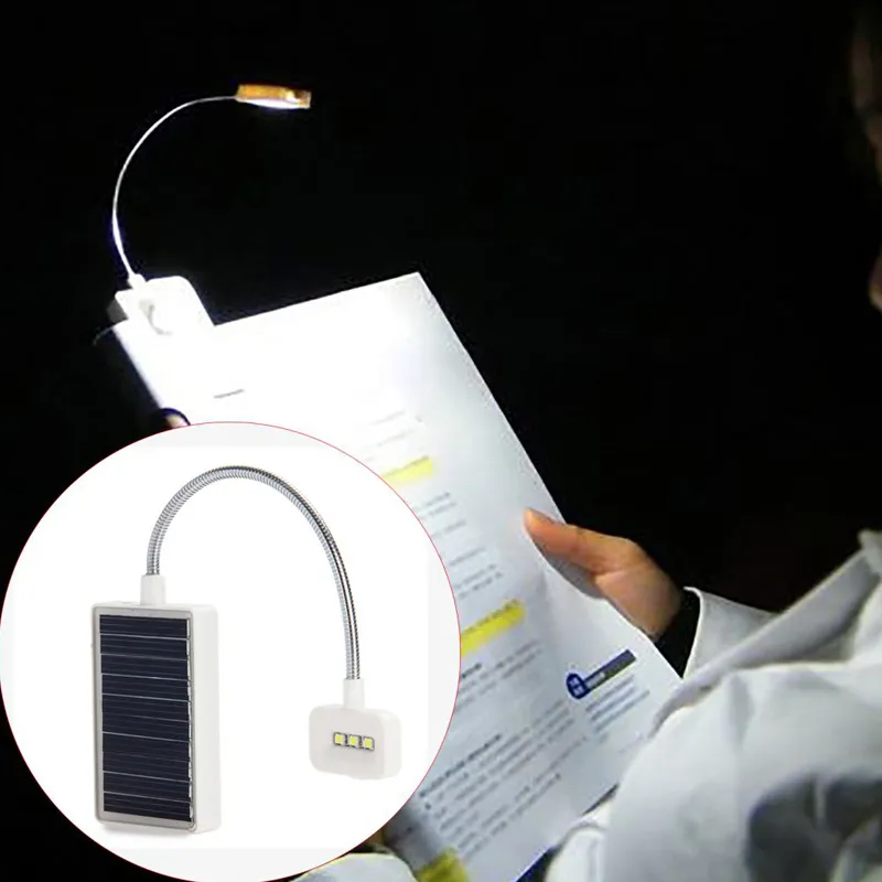 Mini Solar Power LED Book Light Clip na elastycznej regulowanej lampie tabeli LED do stojaka muzycznego i lekka do czytania książek