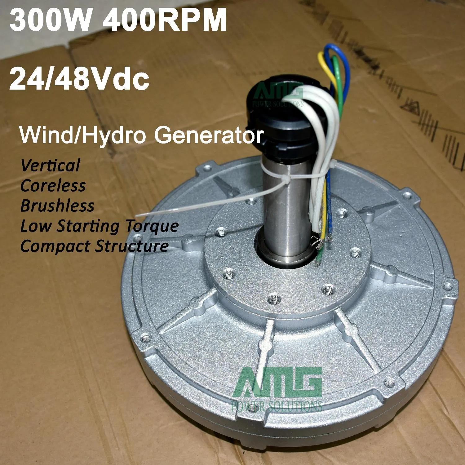300W 400RPM 24 V / 48VDC START UP START UP Torque Low RPM Disc Magnete permanente Magnete Coreless Generator Alternator