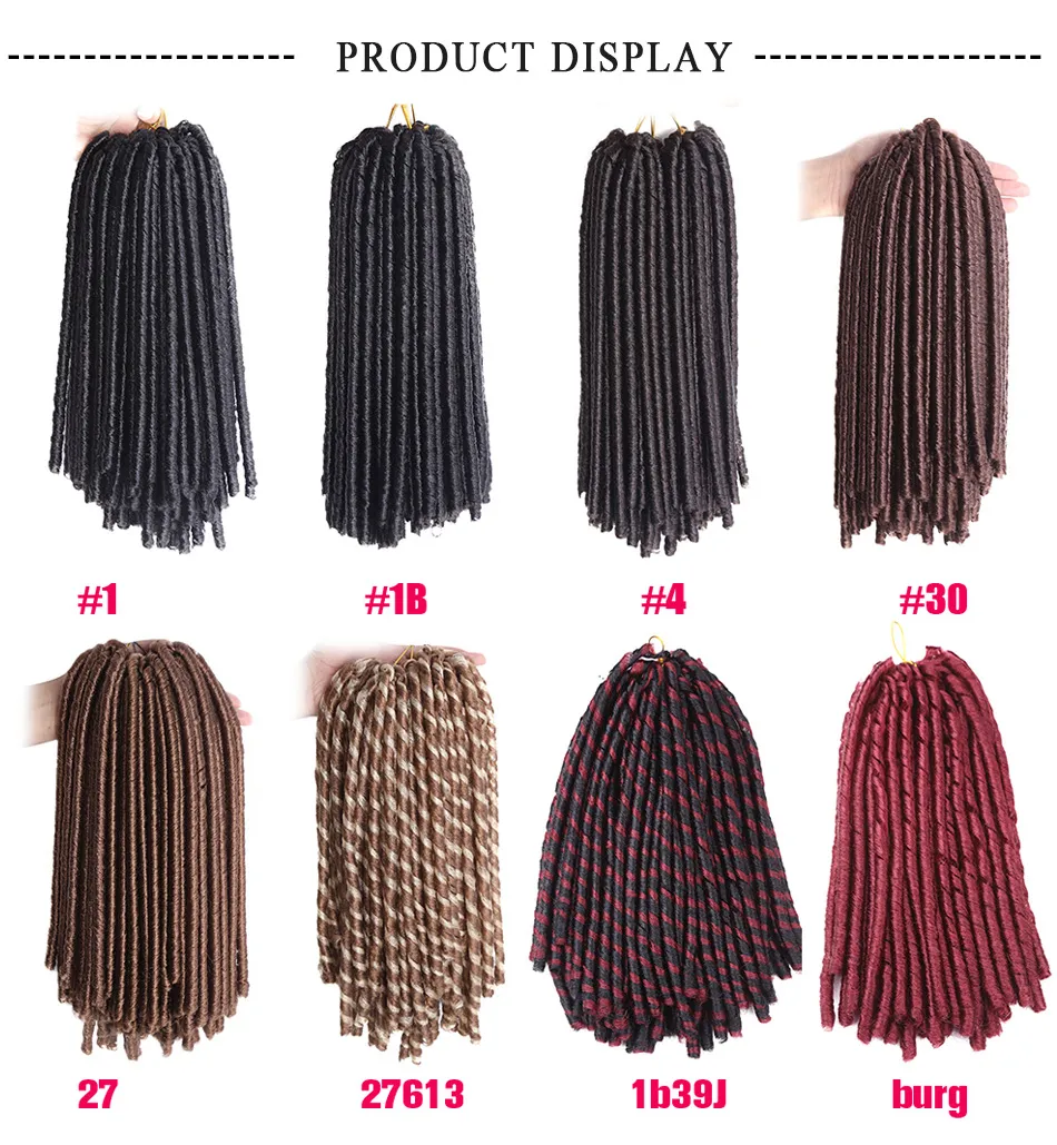 14 pouces 30 brins faux locs crochet tresses cheveux synthétiques tressage doux redoute extensions de cheveux haute température Fiber4877817