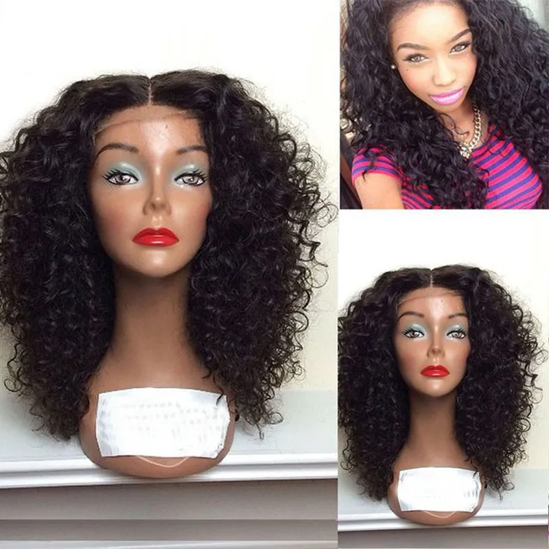 180% Densidade Pesada kinky Curly lace front Glueless parte do meio preto / marrom / loira Lace Front Peruca Sintética Linha Fina Natural Para As Mulheres