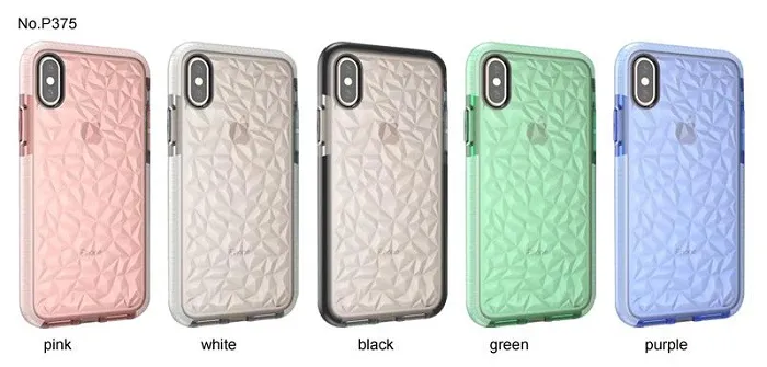 Padrão de diamante transparente claro à prova de choque à prova de poeira macio tpu diamante phone case para iphone xs max xr 8 7 6 s plus samsung s8 s9 s10e além de