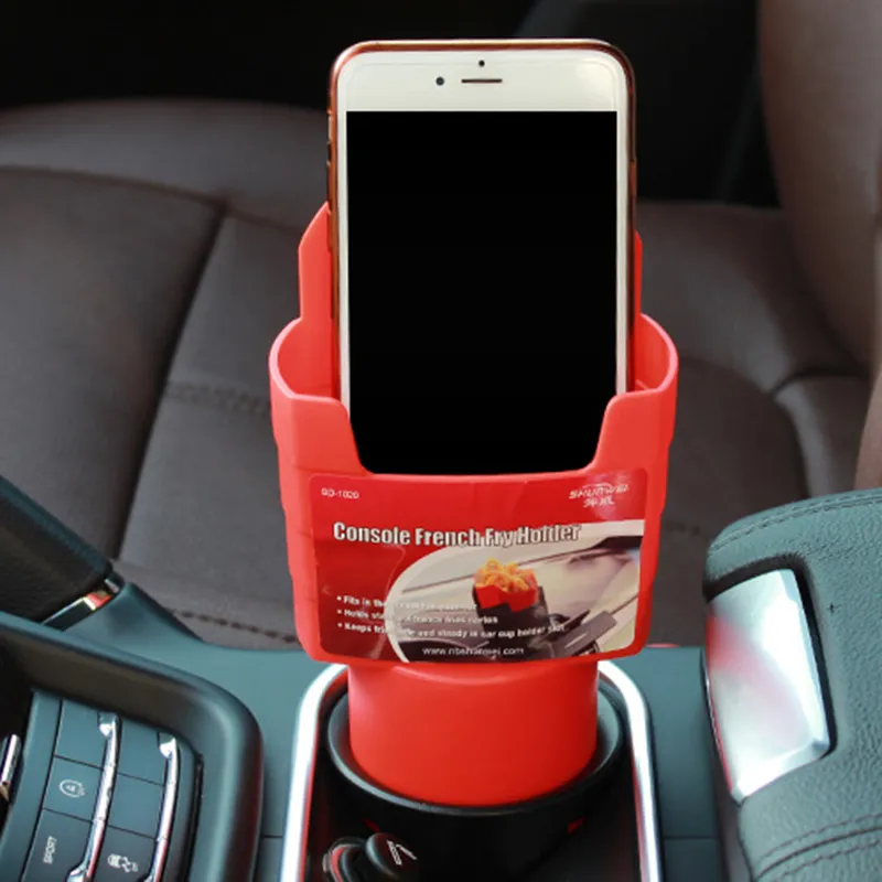 Car French Fries Holder Food Drink Cup Holder Food Grade PP Storage Box Bucket Travel Eat in the car Red / Black