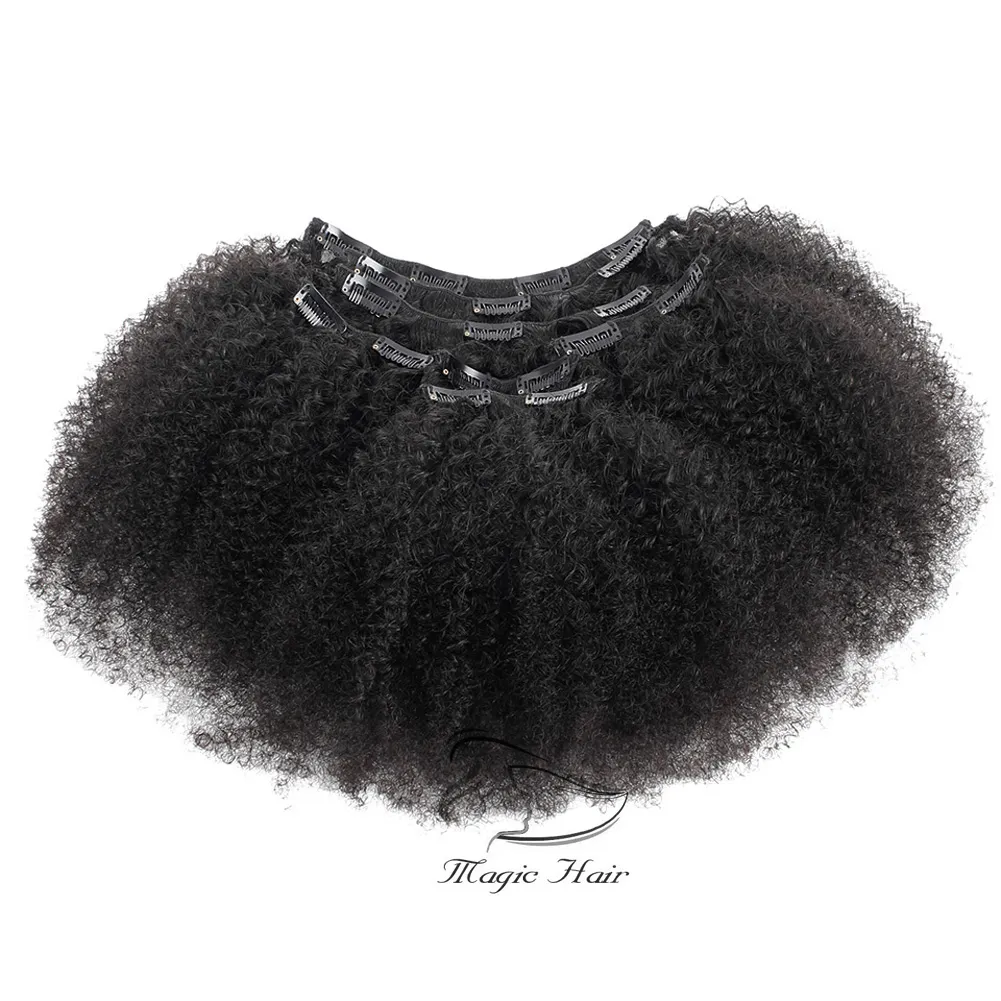 Evermagic Haar Afro Lockiges Clip In Haarverlängerungen Brasilianisches Reines Haar 8 zoll-28 zoll 7 Stücke / Set Natürliche Farbe 120 gr / satz