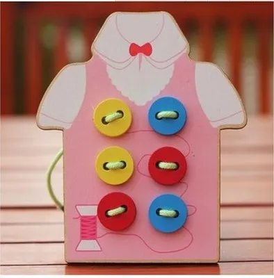 Frete grátis placa de rosqueamento de madeira ponto tricô roupas botões crianças manual de madeira quebra-cabeça educação infantil brinquedo