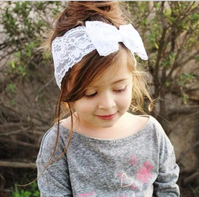 Ins Baby Lace Headbands Elastic Bowknot Hårband Spädbarn Baby Lace Flower Headwear Söt tjejer Hårtillbehör Huvudbonad Partihandel