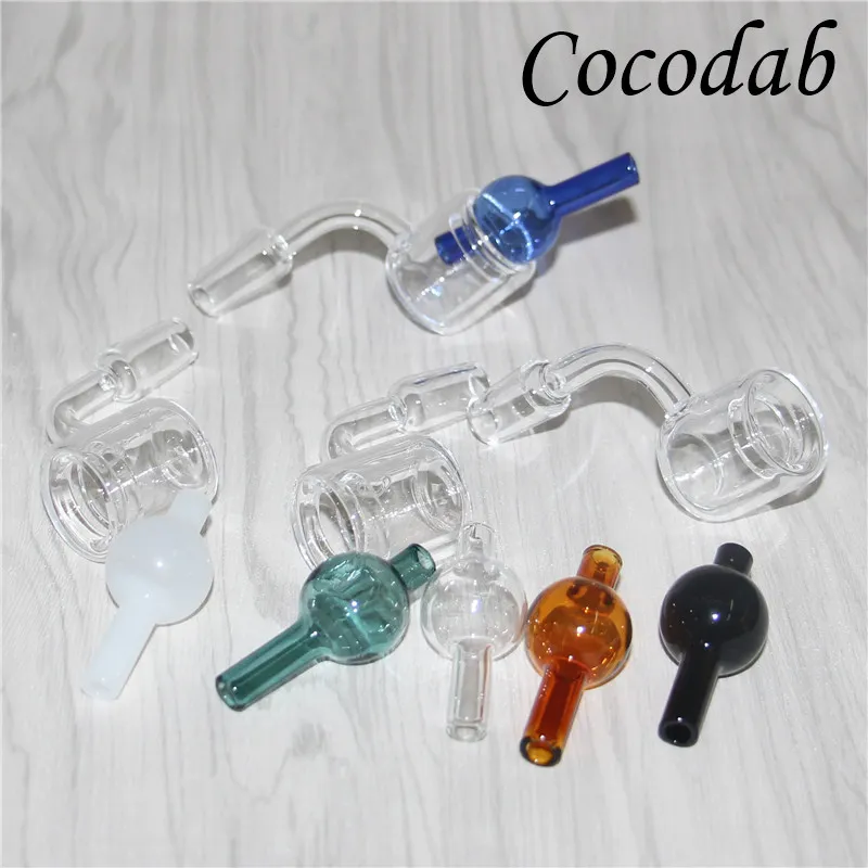 flat top 100 quartz banger nail with glass bubble carb cap 14mm 18mm xxl double tube quarts thermal banger dabber nails caps