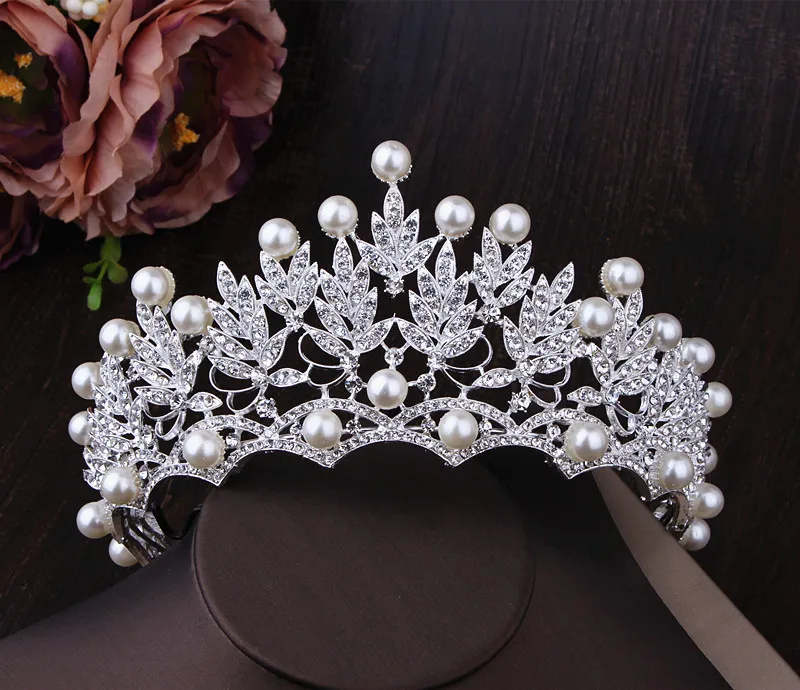 2020 Düğün Taç Moda Gelin Başlığı Saç Aksesuarları Inci Gelin Taçlar Tiaras Başkanı Takı Rhinestone Gelin Tiara Kafa