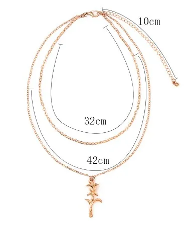 Rose Pendant Choker Necklaces Charm 2 Layered Gold /Silver Tone Chokers ...