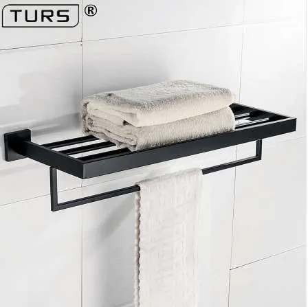 Set Accessori Bagno Nero Opaco 10 Pezzi - Portasciugamani Da 60 Cm In Acciaio Inox, Barre E Ganci Per Asciugamani, Kit Completo Da Parete