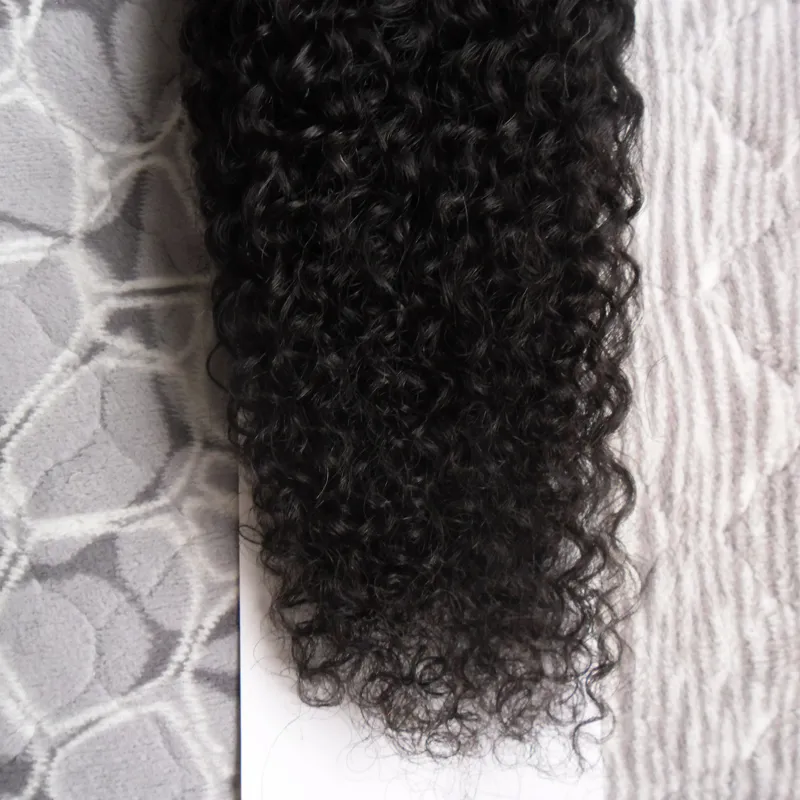 Naturalny kolor I końcówkę Hair Extensions 10gs 100G Brazylijska Kinky Curly Keratin Stick Tip Extensions7582358