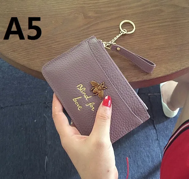 2019 Women039S Wallet Rectangle Leather Leather Women039S Billfold Zero Purse محفظة صغيرة حقيبة بطاقة Honeybee ائتمان قصير 7331452