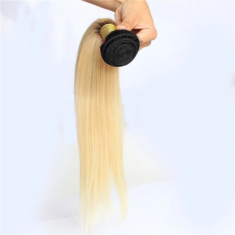 T1b / 613 Ombre Brasilianska raka hårförlängningar 100% Remy Human Hair Weave Buntar