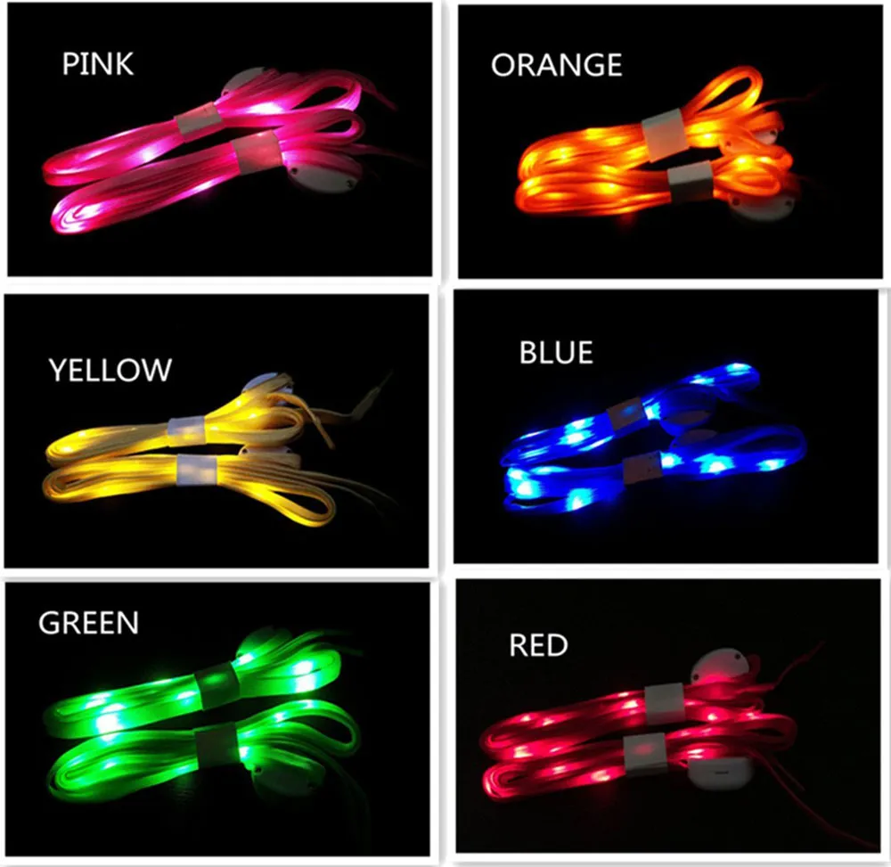LED Light Up Shoelaces, Nylon Flat Luminous Glowing Flash Shoe Laces ...