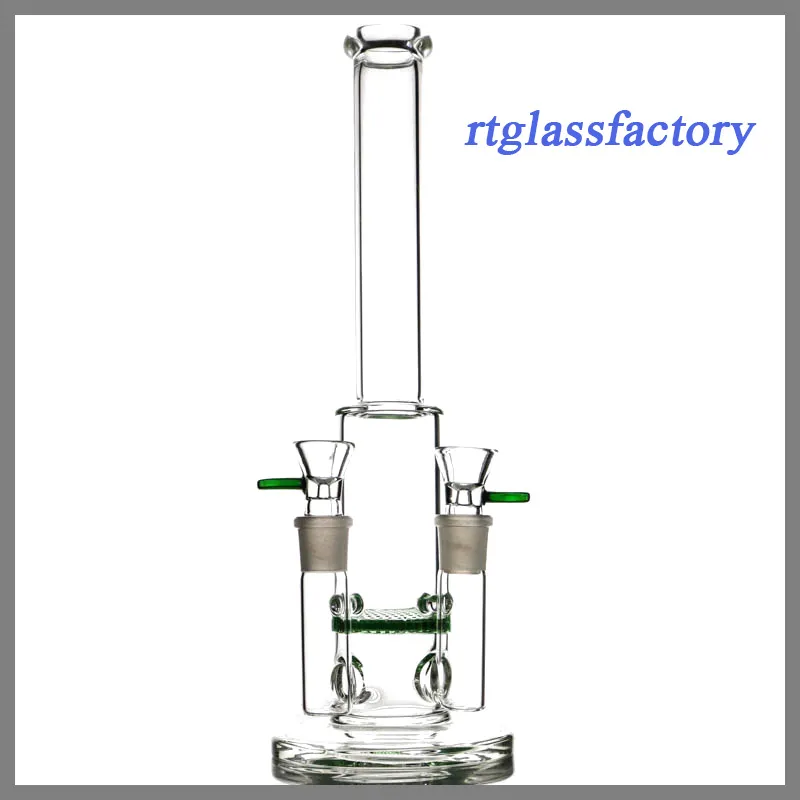 Hookah Twins Joint Glass Bong 1pc Honeycomb Percolator Mini Shisha Bubbler Double 18mm Bowl Dab rig