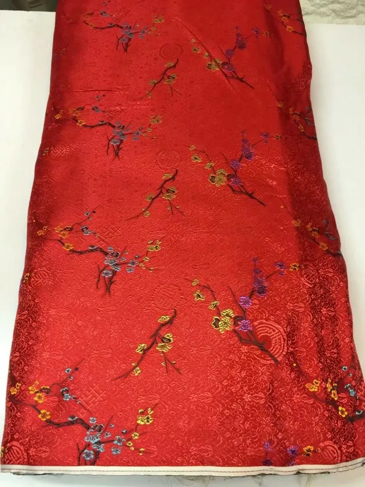 8 Meters/pc Beautiful red african cotton fabric and plum flower pattern embroidery swiss voile lace for clothes JC20-1