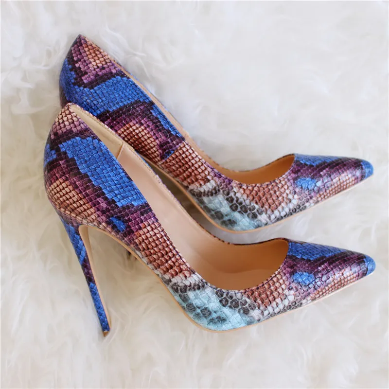 free fashion women pumps blue snake python printed pointed toe high heels sandals shoes boots bride wedding pumps 120mm 100mm 80mm
