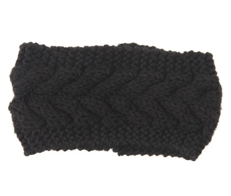 Meisje warme oren gebreide hoofdbanden wol haak tulband winter headwrap wide size elastische haarband haaraccessoires solide