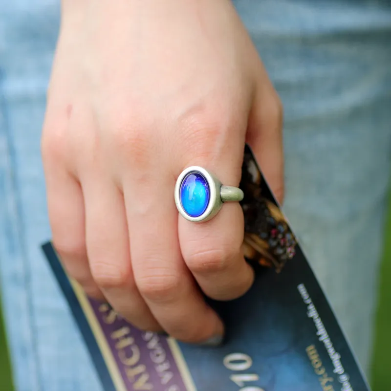 Bague en métal Vintage bohémien rétro, changement de couleur, sentiment d'émotion, contrôle de la température, anneaux d'humeur pour femmes, MJ-RS010