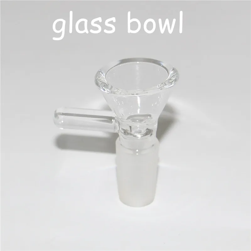 Glas Slideskål Bitar Vattenpipor Bongs Skålar Trattrigg Tillbehör Kvartsspik 18mm 14mm Man Kvinna Berusande Rökning Vattenpipor dubbriggar Bong Slide