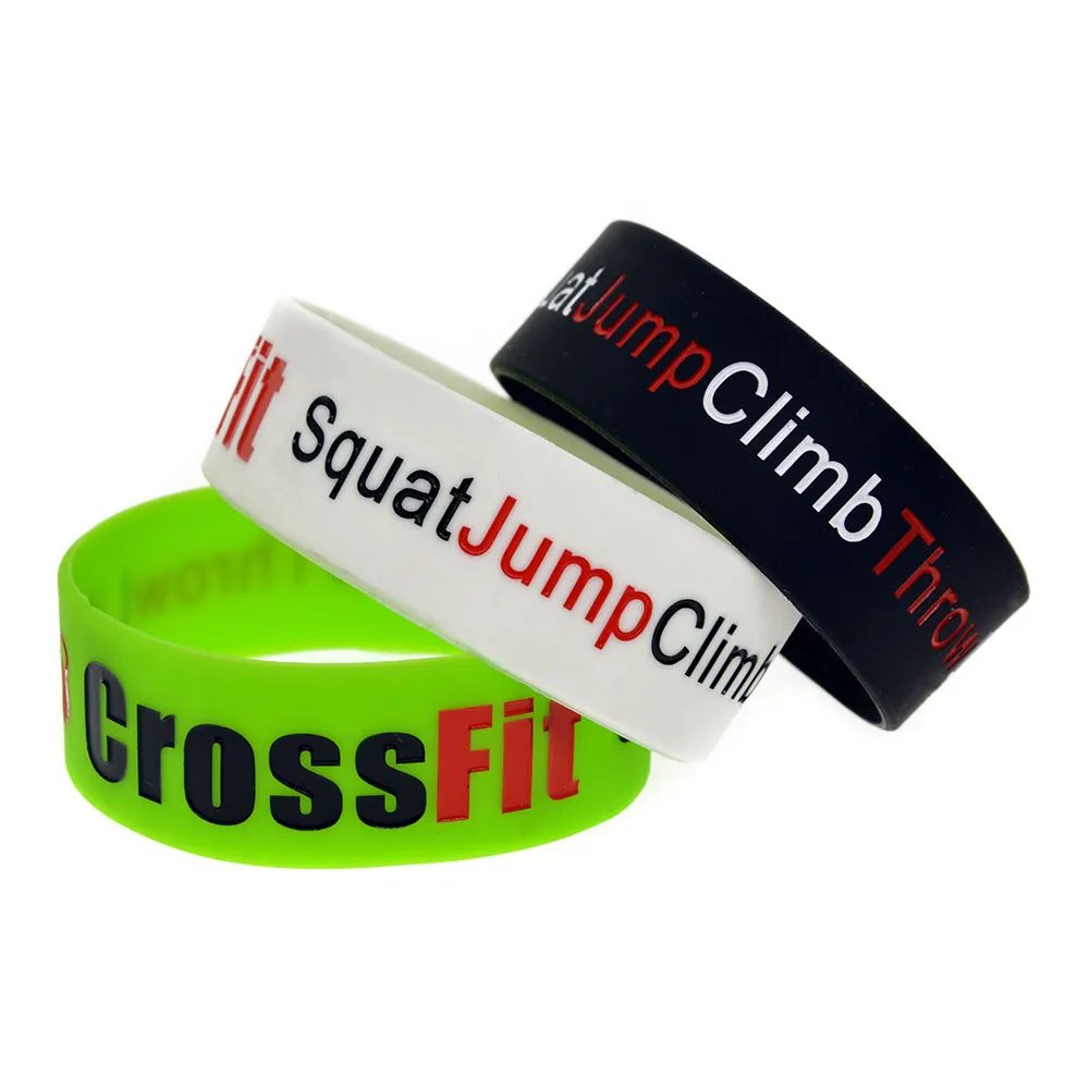 Squat Jump Climb Throw Lift CrossFit Braccialetto in silicone largo un pollice regalo sportivo Taglia adulti i