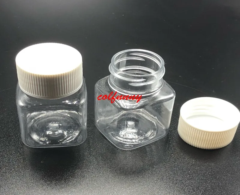 Fast Shipping 30g /30ml 60g/60ml Plastic Empty Bottle Square Pet Pill Sample Packaging Bottles