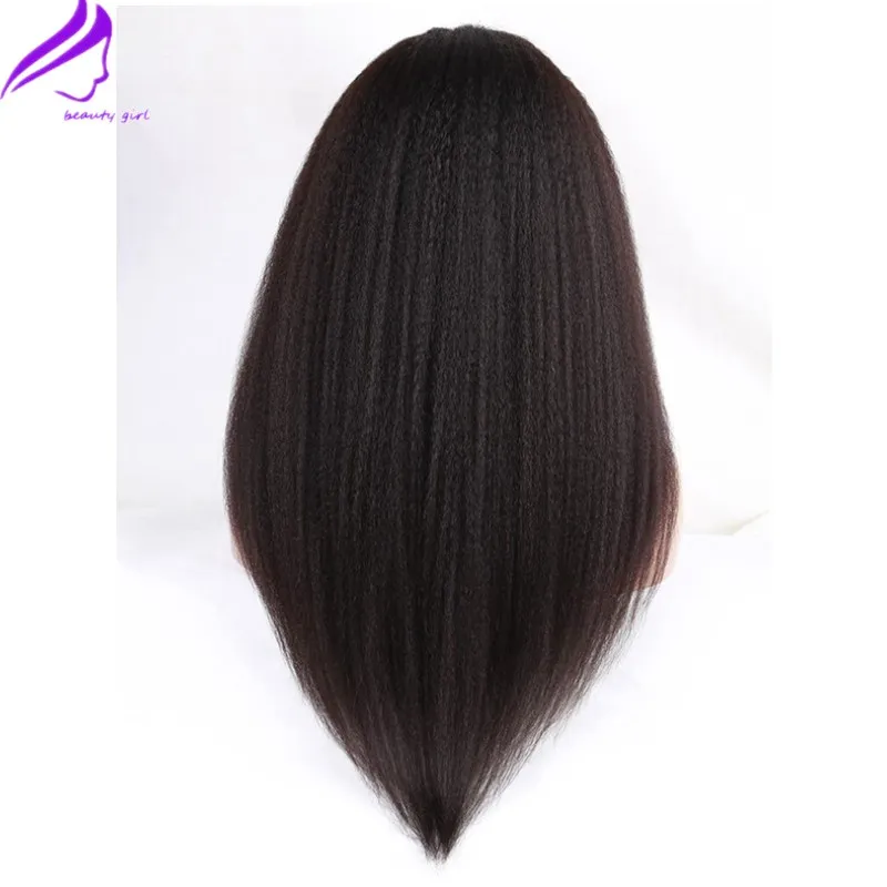 Stock Afro verworrene gerade schwarze Farbe synthetische Spitze-Front-Haar-Perücken italienische Yaki gerade afrikanische amerikanische Frauenperücke mit Babyhaar