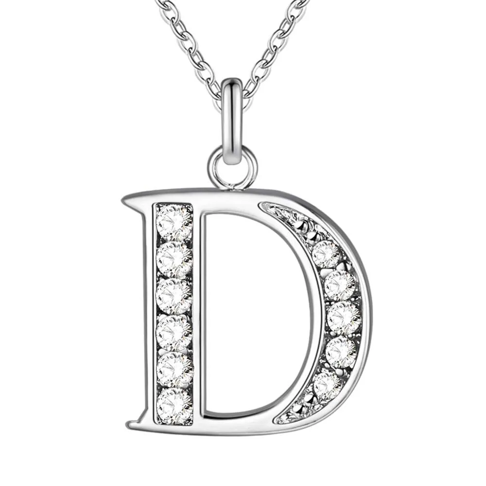 mode av hög kvalitet 925 silver 26 st brev med diamanthalsband 925 silverhalsband valentins dag semester339v