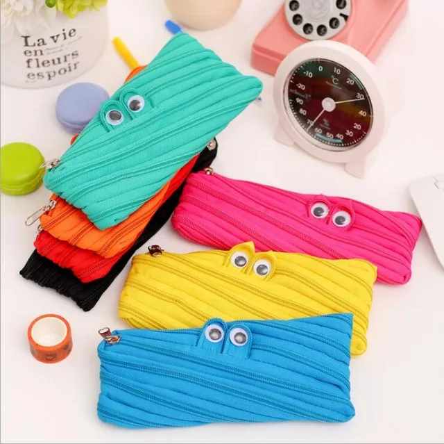 New Cute Cartoon Kawaii Eye Candy Color Portable Pen Pencil Bag Makeup Cosmetic School Stationary Pocket Case