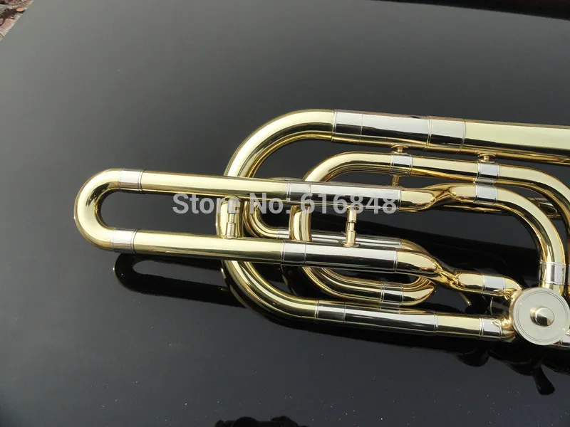 Latta su misura in ottone trombone in ottone di alta qualità logo lanciando lo strumento musicale doppio pistone bb trombone tenore regolabile