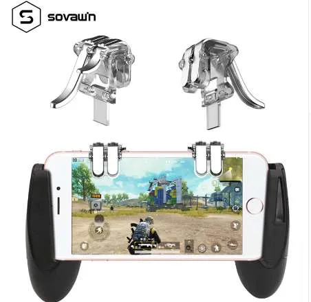 SOVAWIN 4-CLICK METAL PUBG Mobile Controller Portable Gamepad L1 R1 Trigger AIM L1R1 Shooter Phone Game Fire Button