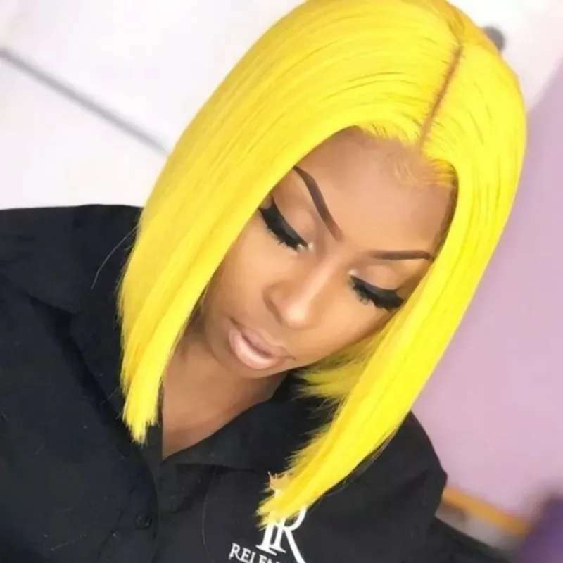 Yellow Synthetic Lace Front Wig Sweetheart Cosplay Bob Cut Heat Resistant Fiber Ideal For Womens Makeup And Beauty Hair From Sweetheart521 45.23 DHgate.Com