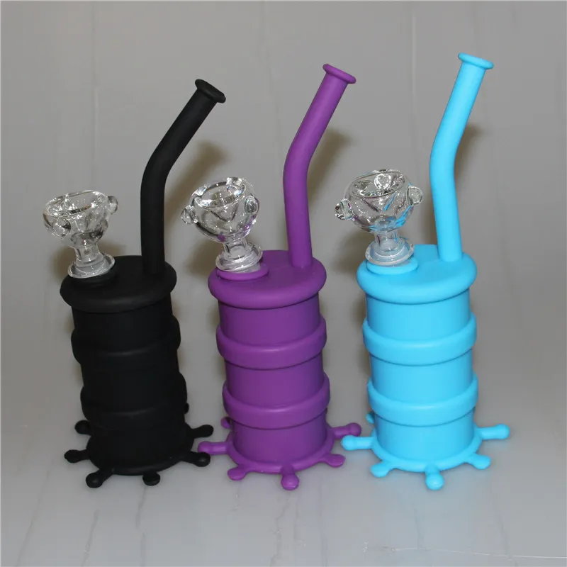 Popularne platformy silikonowe Silikonowe Water Bongs Water Bongs Silicon Oil Dab Rigs Water Rury z 14,4 mm Męskie szkło w dół i Bowl Free