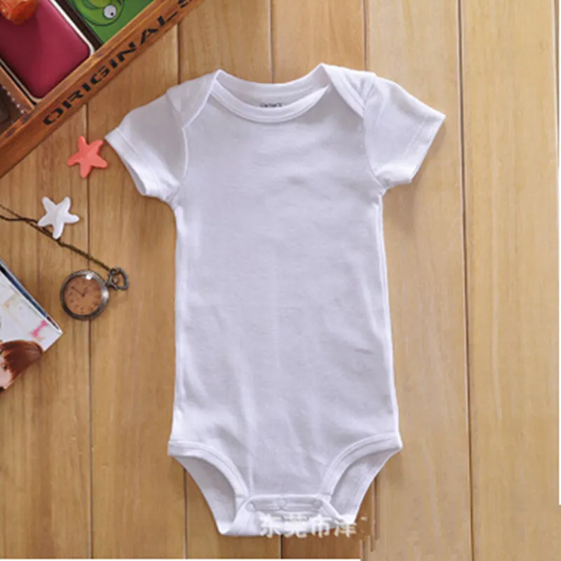 Wholesale Solid Color White Baby Bodysuit Short Sleeve Newborn Baby Onesie 3-24M 30Pcs/Lot Free Shipping