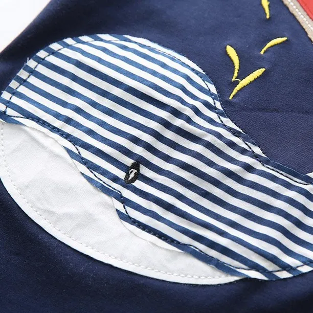 2018 Summer Boy Ins Whale Hat Stripe Suit New Children Cartoon Dinosaur Ins Krótki Rękaw T-Shirt + Spodenki 2 Sztuk Suit Baby Odzież