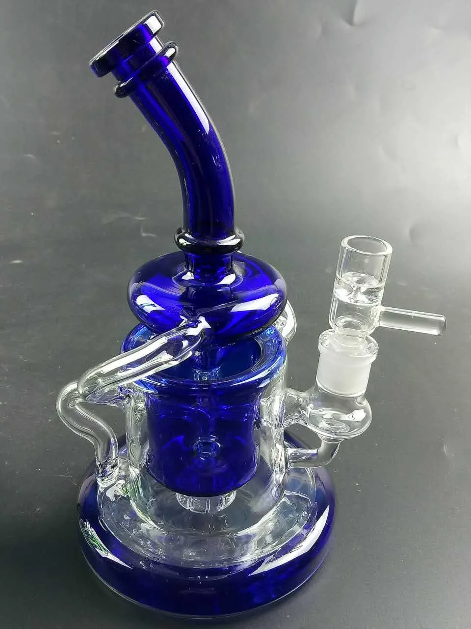 Tornado Klein Recycler Glass Bong 샤워헤드 Perc Heavy Base Water Pipe Dab Oil Rigs Glass Rig Bent Tube 다채로운 봉 WP308