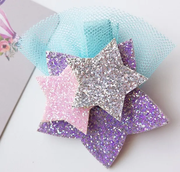 Nova moda meninas grampos de cabelo crianças grampos de cabelo bonito feltro glitter estrelas unicórnio presilhas crianças acessórios para o cabelo 8154078