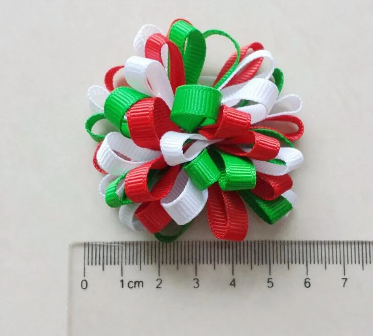 Children Flower Hair Bow Clip Loopy Ribbon ball color mixed Loop Ball for Girls Baby child hair accessories HD8136825967