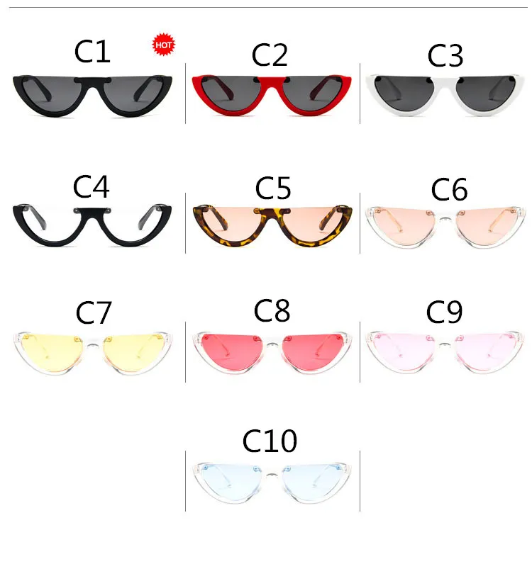 2018 El más nuevo Sexy Cat Eye Half frame Gafas de sol Mujer Diseñador de la marca Lady Gafas de sol para mujer Vintage Shades Eyewear UV400 5185 sin logotipo