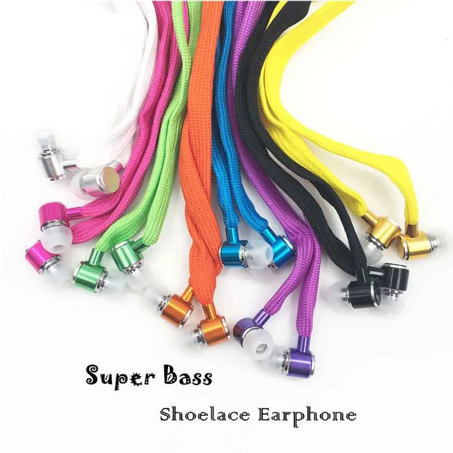 Schnürsenkel Kopfhörer Super Bass Kopfhörer Metall Headset Stereo Ohrhörer Lauf Ohrhörer Sport Freisprecheinrichtung Mit Mikrofon für iPhone Xiaomi Samsung