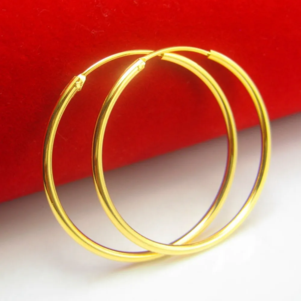 Womens Girls Smooth Hoop Earrings 18K Yellow Gold Filled Big Large Circle Huggies Earrings 40mm Diameter8910533