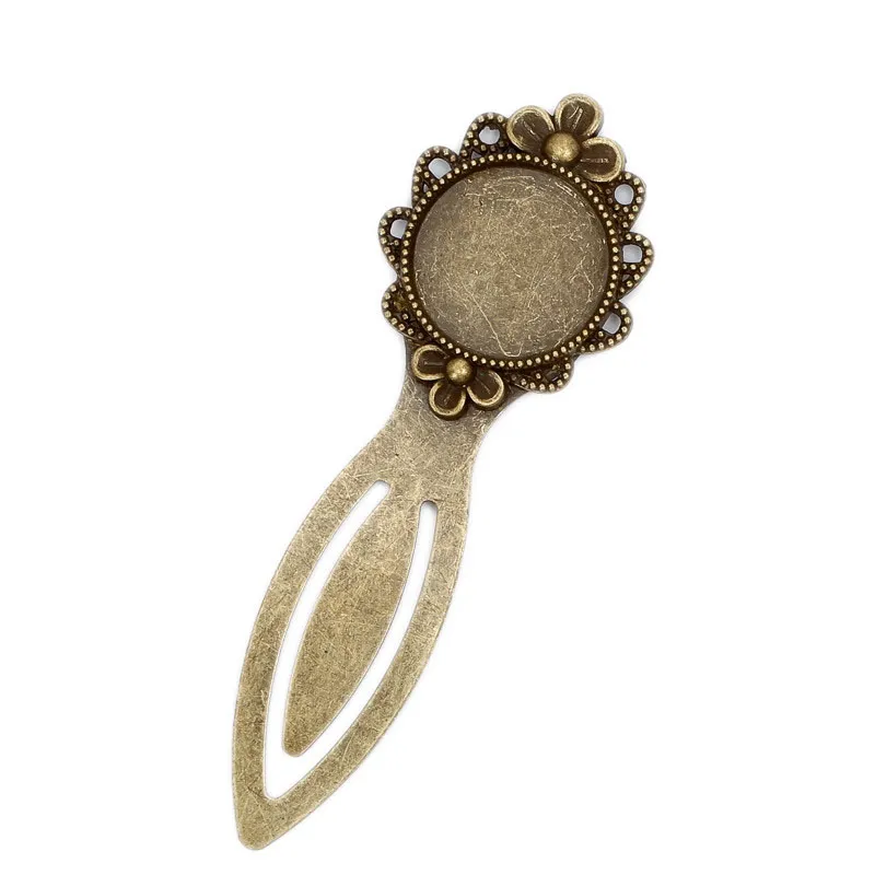 Antique Bookmark Base Fit 20mm Round Glass Cabochon Blank Bezel Setting Bookmark Findings 4 Styles2203