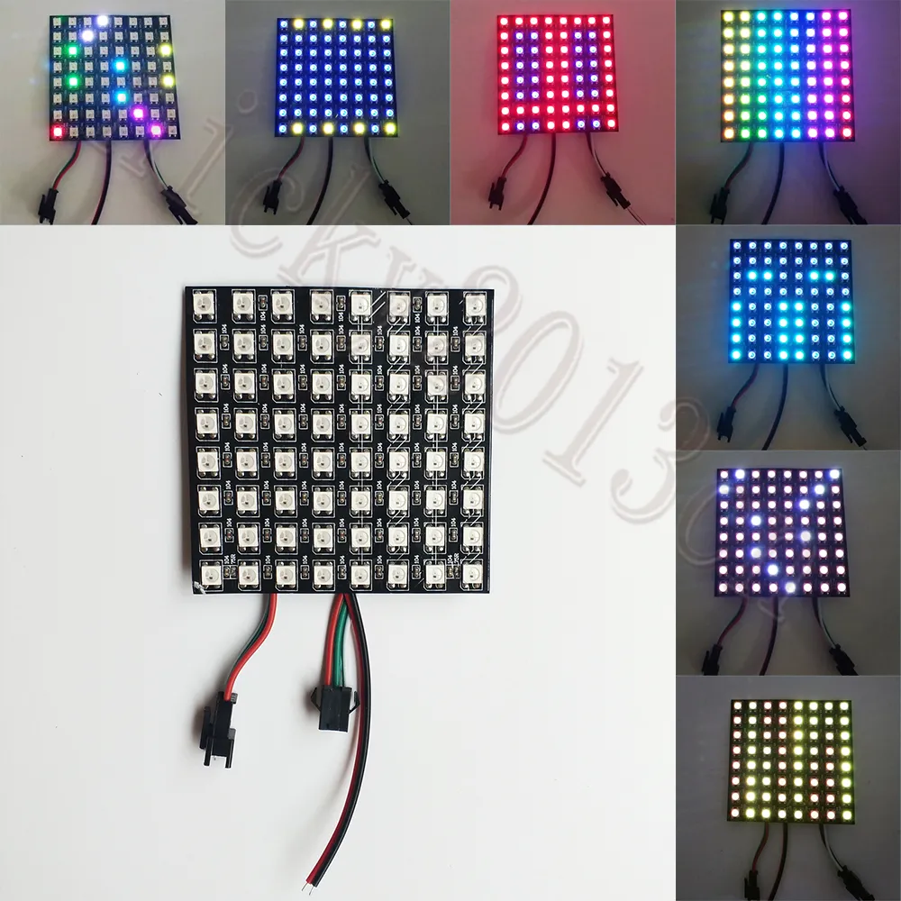 5V WS2812B 5050 RGB LED 64 pixel flexibele paneelmodule Licht Individuele adresseerbare programmeerbare matrix 8cm x 8cm voor digitale display-scherm Magic Full Color