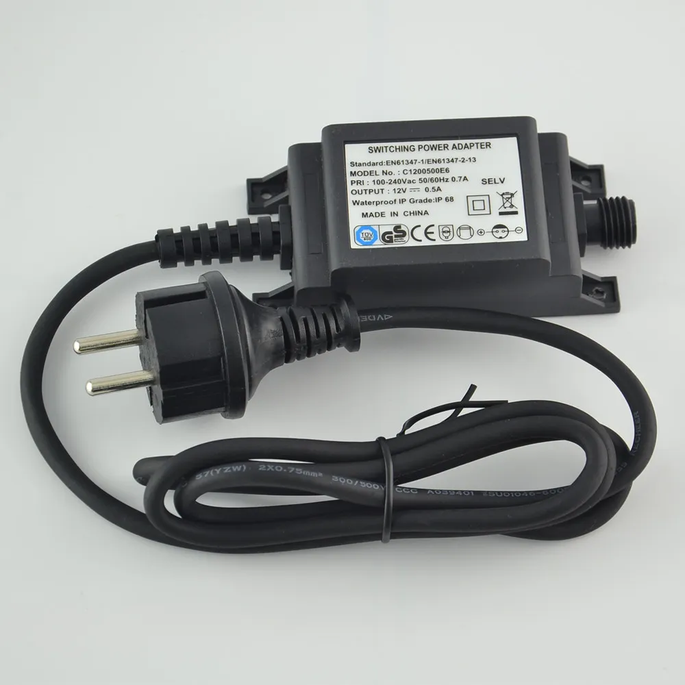 New 100V-240V DC 12V 0.5A Outdoor Lights Waterproof IP68 Power Supply Adapter EU/US/UK Plug DC-