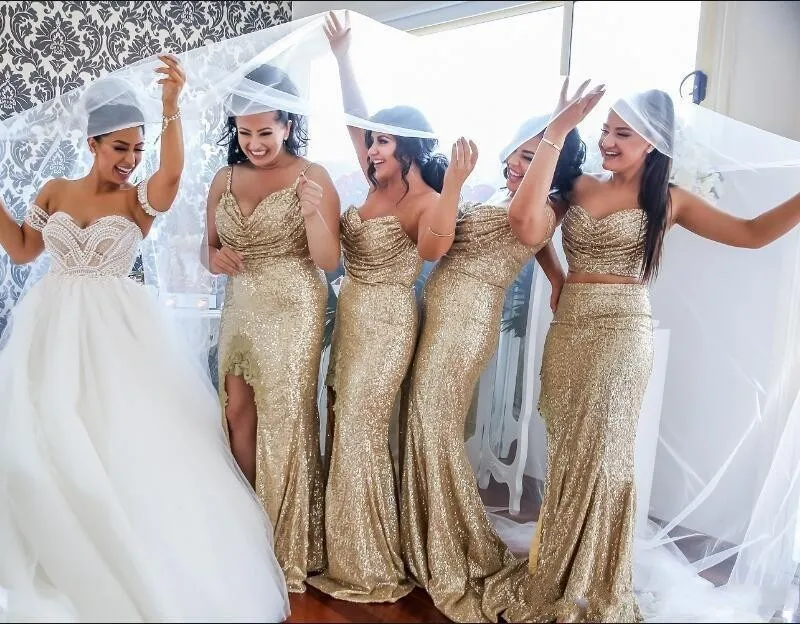 impression bridesmaid dresses Lavetir Satin Trumpet/Mermaid V-Neck Bridesmaid Dresses with Split Side 2026 main image 0