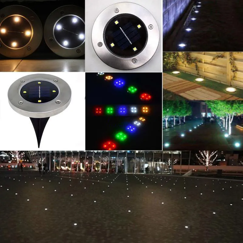 Outdoor Garden Solar Ground Lamps 8LEDs Waterproof Landscape Lawn Pathway lights for Garden Driveway Walkway Yard Garage Patio