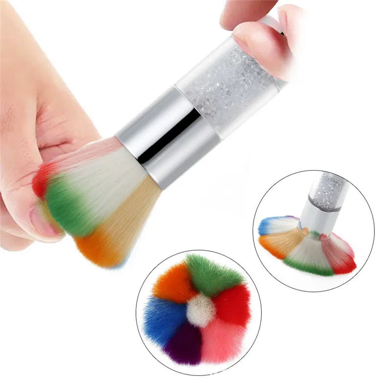 Professionelle Nail art Staub Pinsel Acryl UV Gel Pulver Entferner Nägel Reinigung Pinsel Reiniger Strass Griff Make-Up-Tools