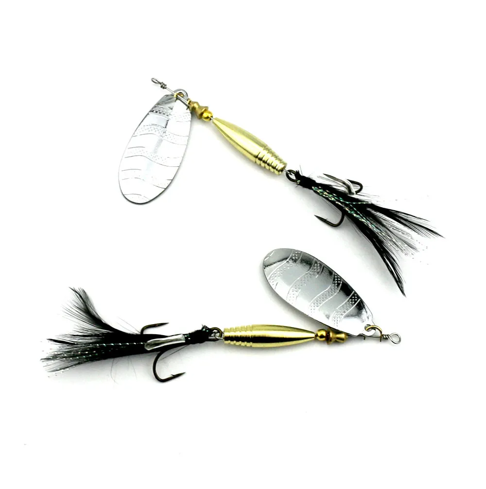 Feather Fishing Hooks Set With Rooster Tail And Spinners For Trout